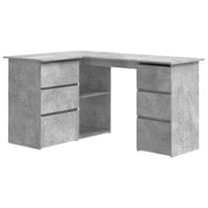 Vidaxl Kotna pisalna miza betonsko siva 145x100x76 cm iverna plošča