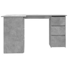 Vidaxl Kotna pisalna miza betonsko siva 145x100x76 cm iverna plošča