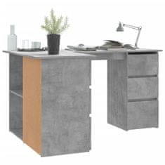 Vidaxl Kotna pisalna miza betonsko siva 145x100x76 cm iverna plošča
