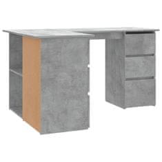 Vidaxl Kotna pisalna miza betonsko siva 145x100x76 cm iverna plošča
