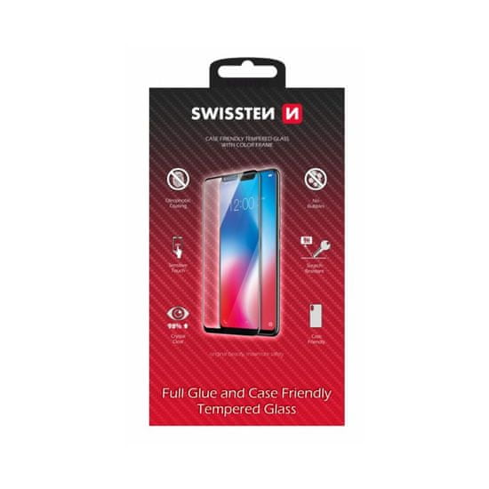 SWISSTEN Swissten Full Glue, Color frame, Case friendly, Zaščitno kaljeno steklo, Samsung Galaxy S21 FE, črno