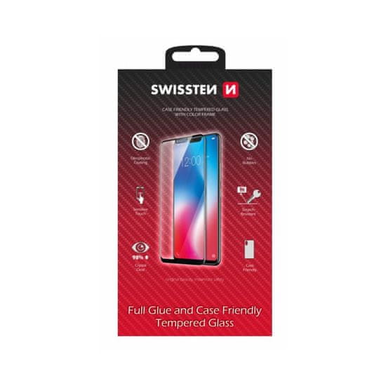 SWISSTEN Swissten Full Glue, Color frame, Case friendly, Zaščitno kaljeno steklo, Xiaomi Redmi 10 LTE, črno