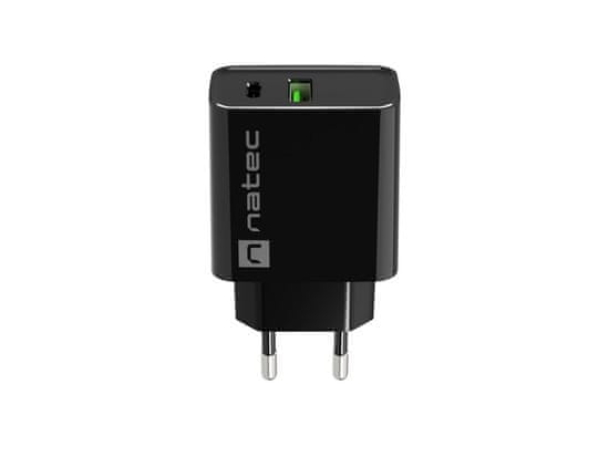 Natec Univerzalni polnilec RIBERA 20W 1X USB-A + 1X USB-C, črn