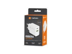 Natec Univerzalni polnilec RIBERA 20W 1X USB-A + 1X USB-C, bel