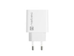 Natec Univerzalni polnilec RIBERA 20W 1X USB-A + 1X USB-C, bel