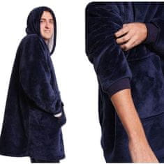 CoZy Hoodie odeja z rokavi za odrasle - Temno modra