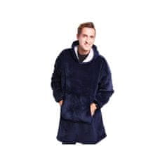 CoZy Hoodie odeja z rokavi za odrasle - Temno modra