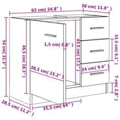 Vidaxl Omarica za umivalnik bela 63x30x54 cm iverna plošča