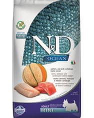 Farmina Granule za pse N&D dog OCEAN (GF) adult mini, losos, trska in melona 2,5 kg