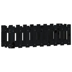 Vidaxl Vrtna visoka greda z ograjico črna 100x30x30 cm trdna borovina