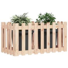 Vidaxl Vrtna visoka greda z ograjico 100x50x50 cm trdna borovina