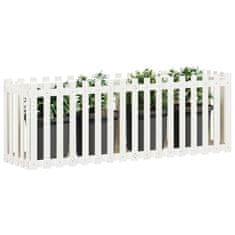 Vidaxl Vrtna visoka greda z ograjico bela 200x50x70 cm trdna borovina