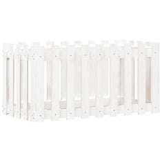 Vidaxl Vrtna visoka greda z ograjico bela 100x50x50 cm trdna borovina