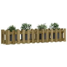 Vidaxl Vrtna visoka greda z ograjico 150x30x30 cm impreg. borovina