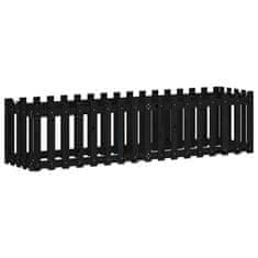 Vidaxl Vrtna visoka greda z ograjico črna 200x50x50 cm trdna borovina
