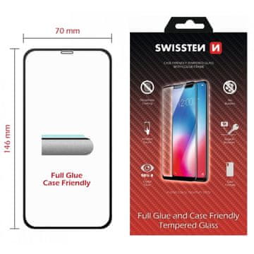 SWISSTEN Swissten Full Glue, Color frame, Case friendly, Zaščitno kaljeno steklo, Apple iPhone 11, črno