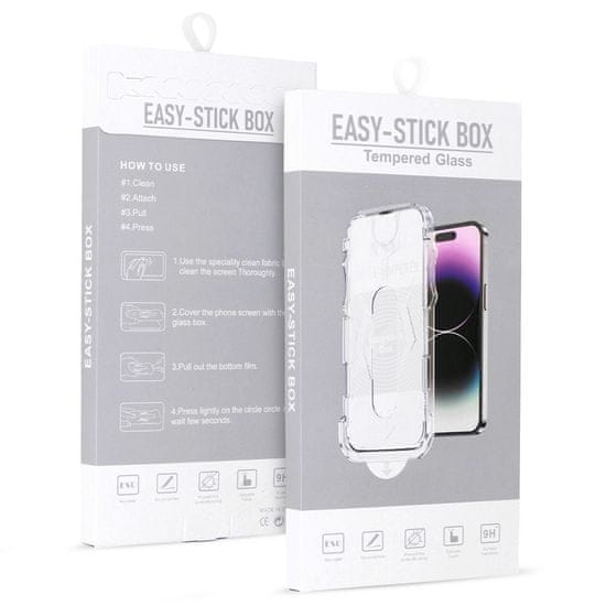 ToP Zaščitno kaljeno steklo Full Glue Easy-Stick z aplikatorjem, iPhone 14 Pro Max