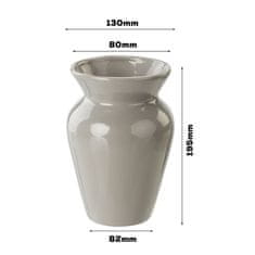 botle Keramična cvetlična vaza Siva sijajna V 19,5 cm D 8 cm Dekorativna namizna vaza Mala vaza Cvetlična dekoracija Orhideja Moderen glamur