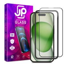 JP JP 3D steklo z okvirjem za namestitev, iPhone 15, črno