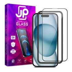 JP JP 3D steklo z okvirjem za namestitev, iPhone 15 Plus, črno