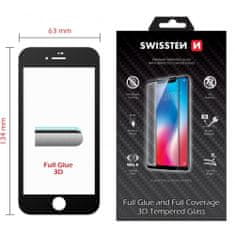 SWISSTEN Swissten Ultra durable 3D Full Glue Zaščitno kaljeno steklo, Apple iPhone 7 / 8, črno