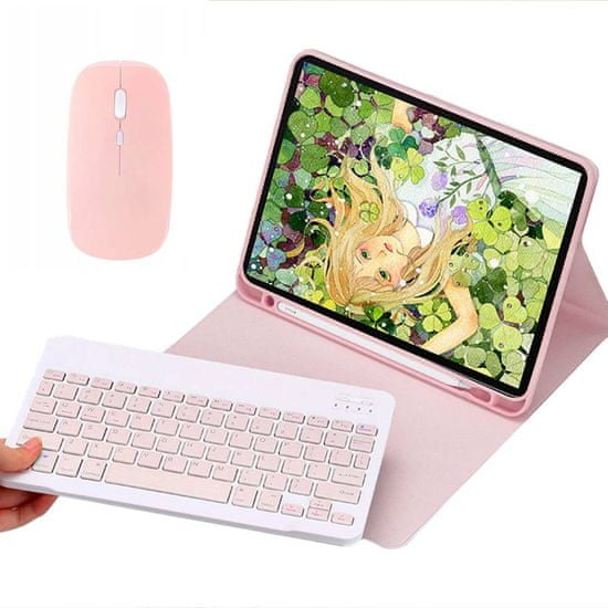 Etui s tipkovnico in miško za Apple iPad Air 4 / 11 Pro / Air 5 2022, rožnat