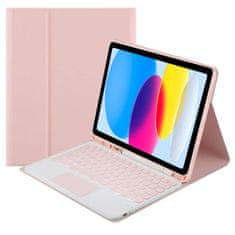 Etui s tipkovnico in sledilno ploščico za Apple iPad 10.9 2022, roza