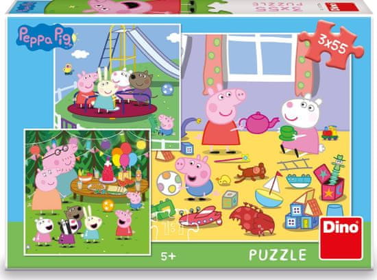 Dino Puzzle Peppa Pig na počitnicah 3x55 kosov