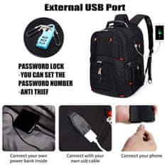 Dollcini Potovalni nahrbtnik, nahrbtnik za prenosni računalnik, nepremočljiv nahrbtnik, poslovna delovna torba s polnilnim priključkom USB