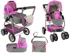 shumee Voziček za punčke Torba za gondolo 2 v 1 Pink Stars