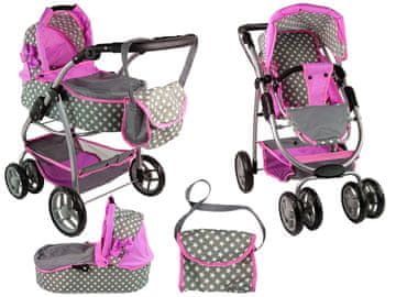 shumee Voziček za punčke Torba za gondolo 2 v 1 Pink Stars