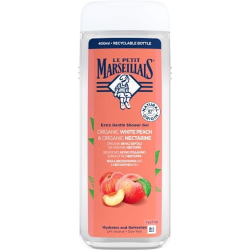 Le Petit Marseillais Extra Gentle Shower Gel Organic White Peach & Organic Nectarine vlažilen in osvežilen gel za prhanje unisex