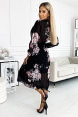 Numoco Ženska cvetlična obleka Carla črna in roza Universal