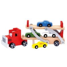 Bino Tovornjak z avtomobili, leseni, 9 kosov