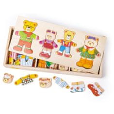 Bigjigs Toys Obleci medvedjo družino, lesena igra