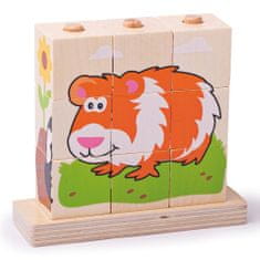 Bigjigs Toys Lesene kocke z živalskimi motivi
