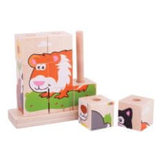 Bigjigs Toys Lesene kocke z živalskimi motivi