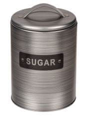 Popron Okrogla kovinska škatla srebrne barve, škatla za kavo, čaj in sladkor