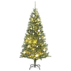 Vidaxl Umetna novoletna jelka 300 LED diod, bunkice in sneg 180 cm