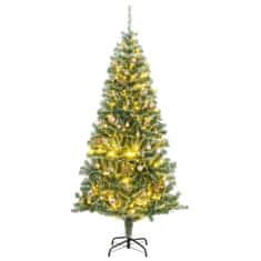 Vidaxl Umetna novoletna jelka 300 LED diod, bunkice in sneg 180 cm