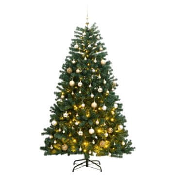 shumee vidaXL Umetna novoletna jelka 300 LED diod in komplet bučk 210 cm