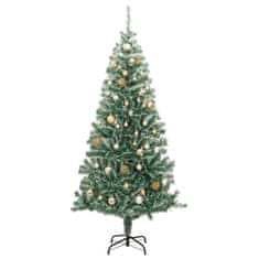 Vidaxl Umetna novoletna jelka 300 LED diod, bunkice in sneg 180 cm