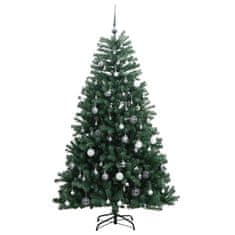 Vidaxl Umetna novoletna jelka 300 LED diod in komplet bučk 180 cm