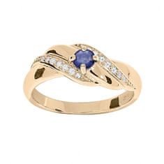 Troli Eleganten pozlačen prstan z modrimi cirkoni PO/SR08997B (Obseg 56 mm)