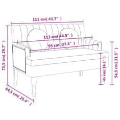 Vidaxl vidaXL Klop z blazinami, sivo-rjava, 113x64,5x75,5 cm, blago