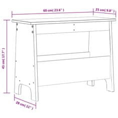 Vidaxl Klop za predsobo 60x28x45 cm trdna borovina