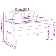 Greatstore Klop z blazinami črna 113x64,5x75,5 cm blago