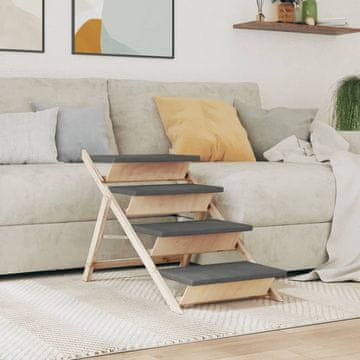 Vidaxl Stopnice za pse sive 105x47 cm trden les jelke