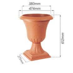 botle Zunanja vaza v. 61,2 cm plastični lonec cachepot s podstavkom terakota barvni ornament grški italijanski zeleni vrt dekoracija terasa