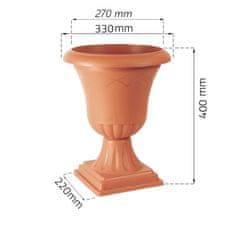 botle Zunanja vaza v. 40 cm plastični lonec cachepot s podstavkom terakota barvni ornament grški italijanski zeleni vrt dekoracija terasa